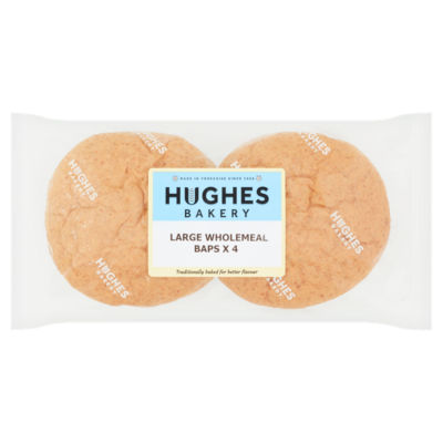 Hughes Bakery 4 Large Wholemeal Baps