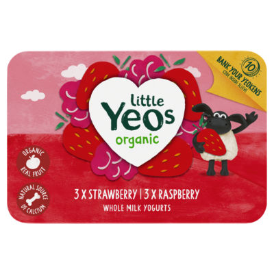 Yeo Valley Organic Kids' Strawberry & Raspberry Whole Milk Yogurt 6 x 45g