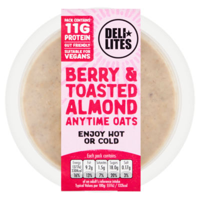 DELI LITES Berry & Toasted Almond Anytime Oats 250g