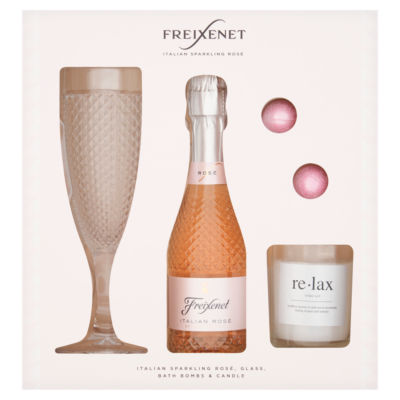 Friexinet Italian Sparkling Rosé, Glass, Bath Bombs & Candle