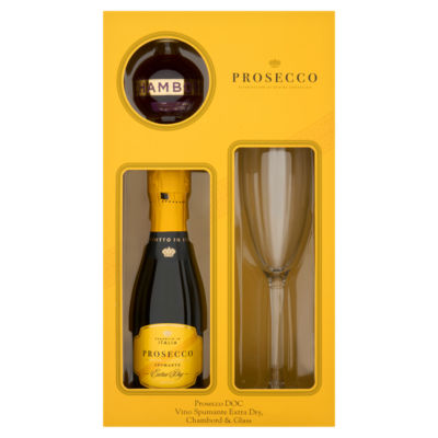 Prosecco DOC Vino Spumante Extra Dry, Chambord & Glass