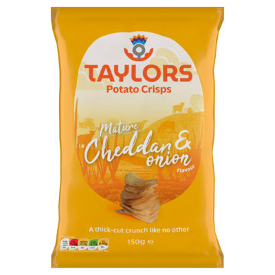 Taylors of Harrogate mature cheddar onion flavour potato crisps