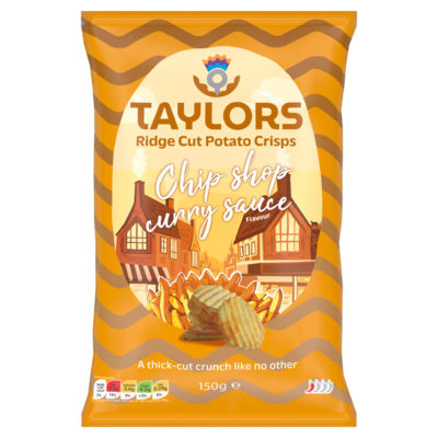 Taylors of Harrogate Chip Shop Curry Sauce Flavour Ridge Cut Potato Crisps 150g