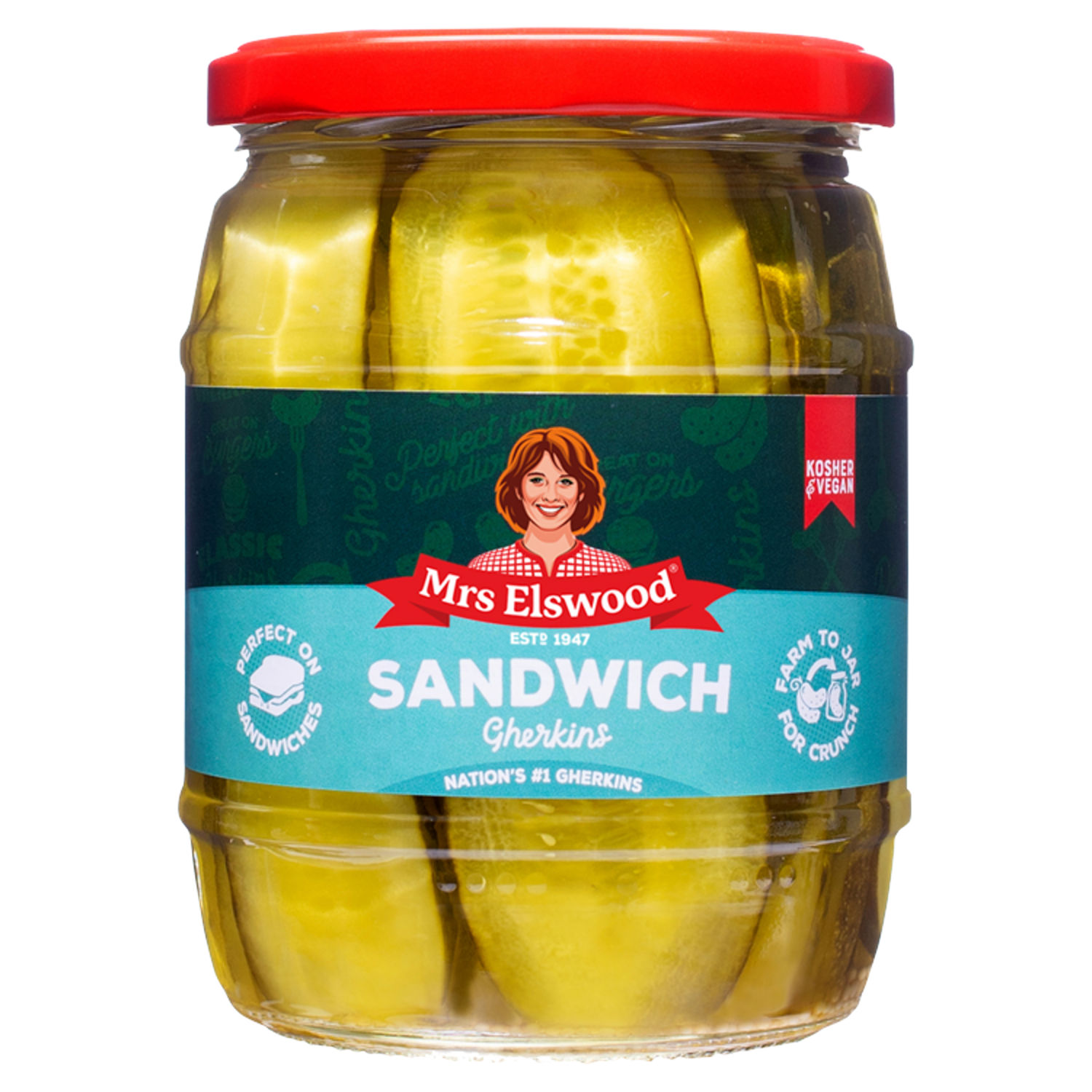 Mrs Elswood Sandwich Gherkins Pickle 540g