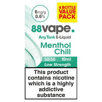 88Vape AnyTank E-Liquid 6mg Menthol Chill 10ml 4 Pack
