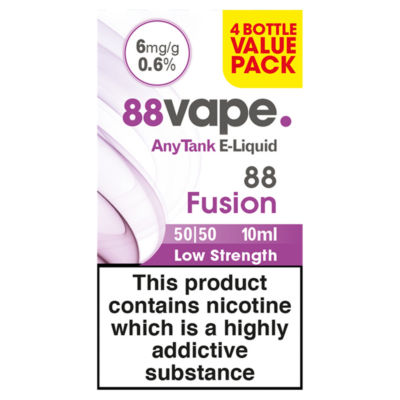 88Vape AnyTank E-Liquid 6mg 88 Fusion 10ml 4 Pack