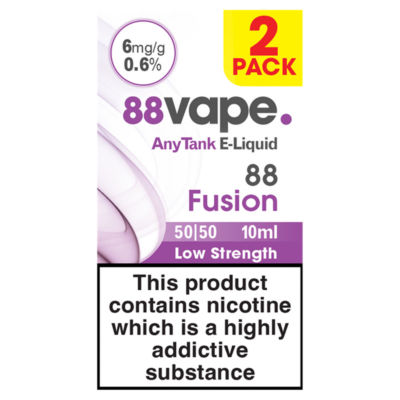 88Vape Any Tank E-Liquid 88 Fusion 50/50 2 Pack 10ml