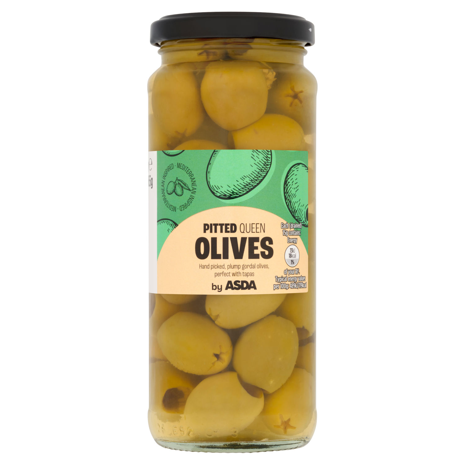 ASDA Pitted Queen Green Olives 310g