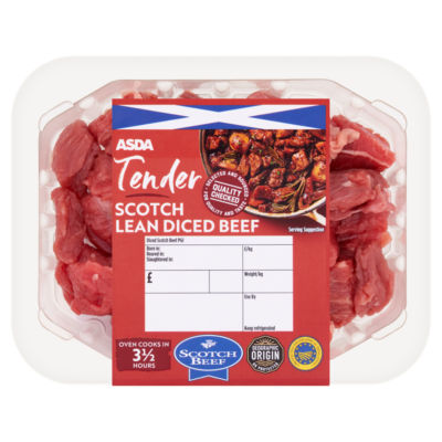 ASDA Tender Scotch Lean Diced Beef 250g