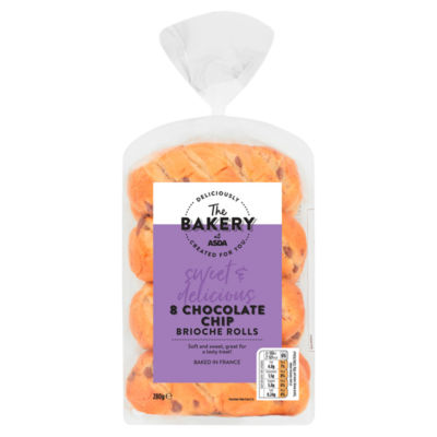 The BAKERY at ASDA 8 Chocolate Chip Brioche Rolls 280g