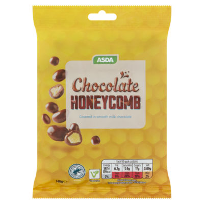 ASDA Chocolate Honeycomb Bag Milk Chocolate Snack 140g