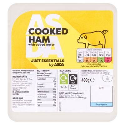 JUST ESSENTIALS by ASDA Cooked Ham with Added Water 400g