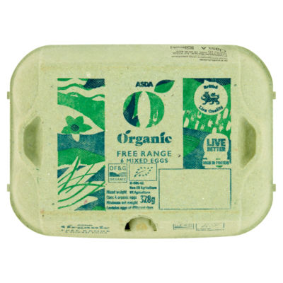ASDA Organic 6 Organic Free Range Mixed Eggs 328g