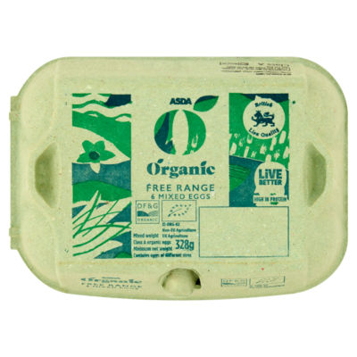 ASDA Organic Organic Free Range 6 Mixed Eggs 328g