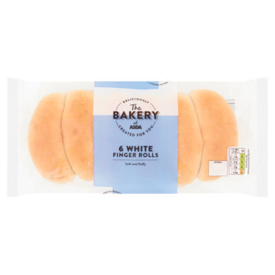 The BAKERY at ASDA The Bakery 6 White Finger Rolls