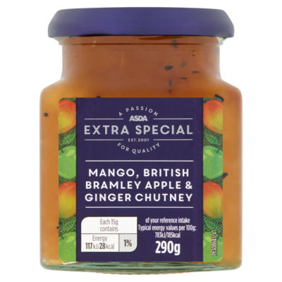 ASDA Extra Special Exceptional by  Mango, British Bramley Apple & Ginger Chutney 290g