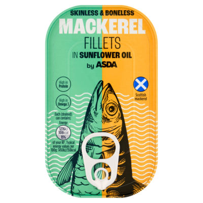 ASDA Mackerel Fillets in Sunflower Oil 125g