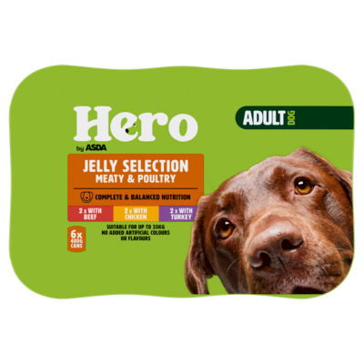 Hero by ASDA Hero Adult Dog Jelly Selection Meaty & Poultry 6 x 400g (2.4kg)