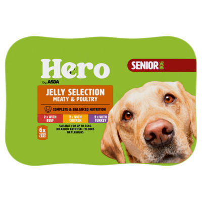 Hero by ASDA Hero Senior Dog Meaty & Poultry Jelly Selection 6 x 400g (2.4kg)