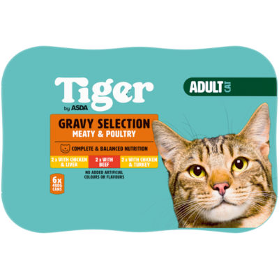 Tiger by ASDA Tiger Gravy Selection Meaty & Poultry Adult Cat 6 x 400g (2.4kg)