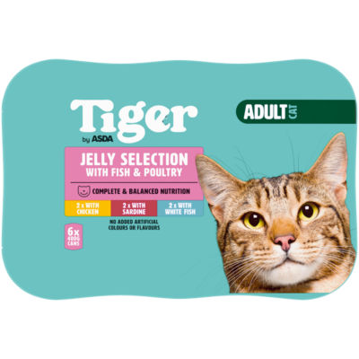 Tiger by ASDA Tiger Jelly Selection with Fish & Poultry Adult Cat 6 x 400g (2.4kg)