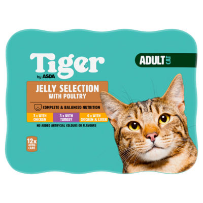 Tiger by ASDA Tiger Jelly Selection with Poultry Adult Cat 12 x 400g (4.8kg)