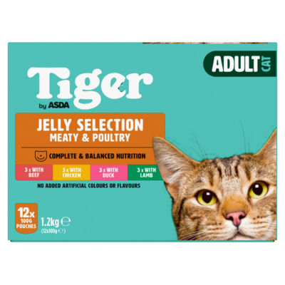 Tiger by ASDA Tiger Jelly Selection Meaty & Poultry 12 x 100g (1.2kg)