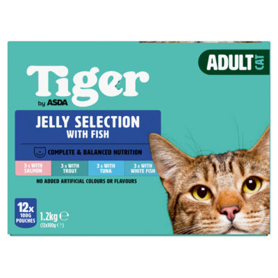 Tiger by ASDA Tiger Fish Selection in Jelly 1+ Years 12 x 100g (1.2kg)