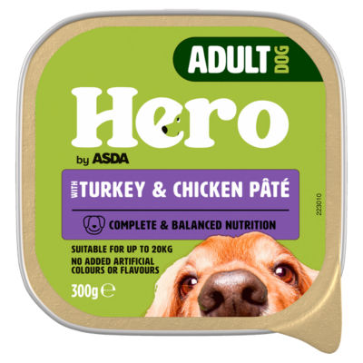 Hero by ASDA Hero Adult Dog with Turkey & Chicken Pâte 300g