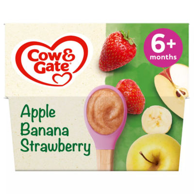 Cow & Gate Apple Peach & Strawberry Baby Food Fruit Pot , 6+ Months, 4x100g