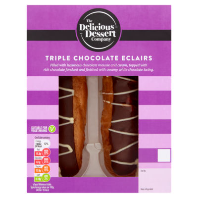 The Delicious Dessert Company Triple Chocolate Eclairs 2 Pack