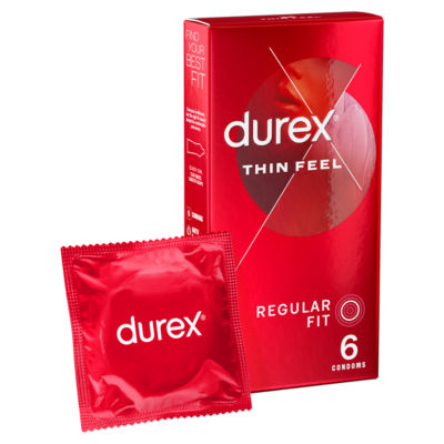 Durex Thin Feel Condoms Enhanced Sensitivity Regular Fit 6 Pack