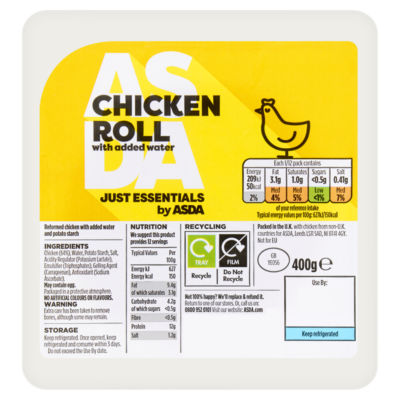 JUST ESSENTIALS by ASDA Just Essentials by  Chicken Roll with Added Water 400g