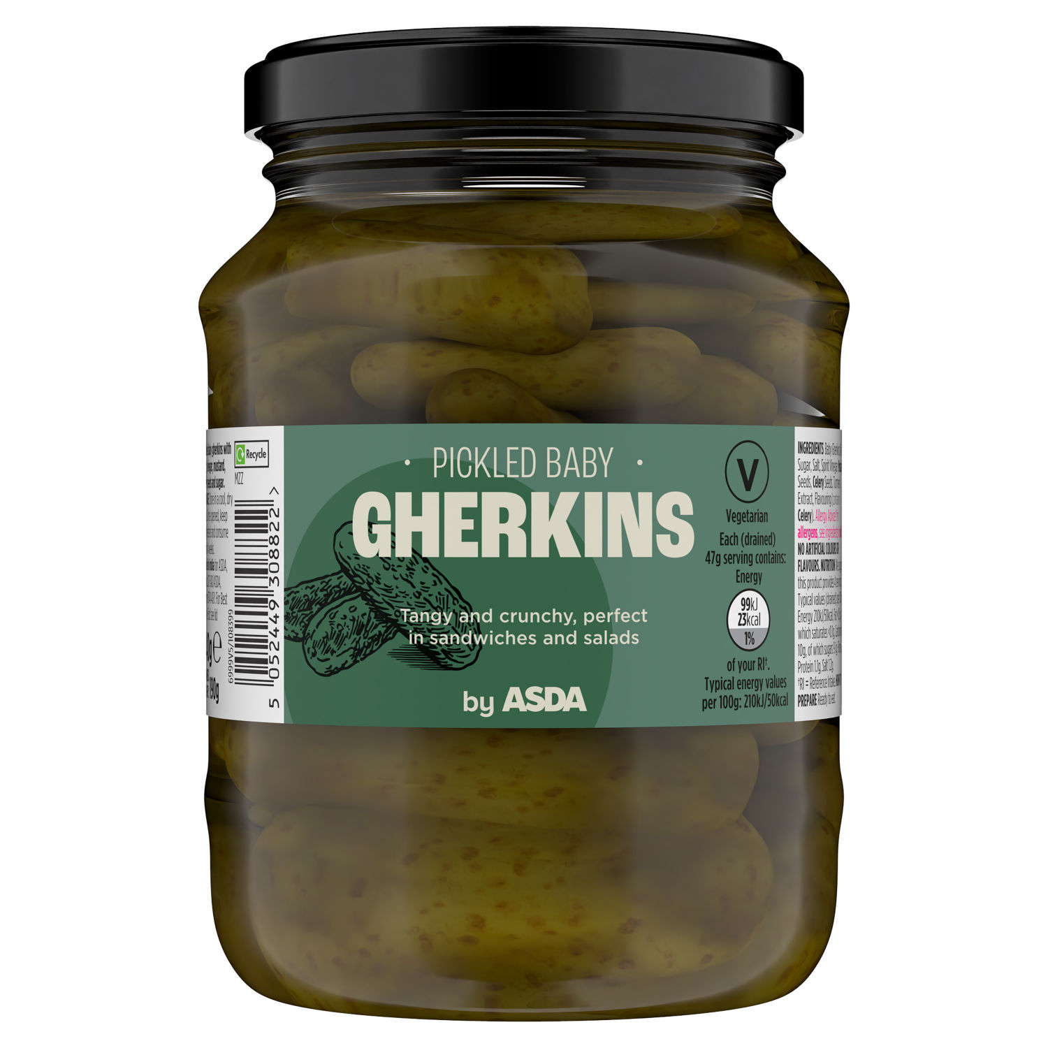 ASDA Pickled Baby Gherkins Pickle 340g