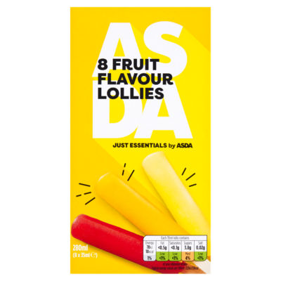 JUST ESSENTIALS by ASDA Just Essentials Fruit Flavour Lollies 8 x 35ml (280ml)