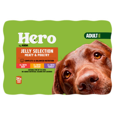 Hero by ASDA Hero Adult Jelly Selection Meat & Poultry 24 x 400g (9.6kg)