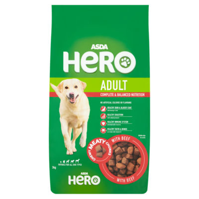 ASDA Hero Complete Meaty Chunks with Beef Dry Adult Dog Food