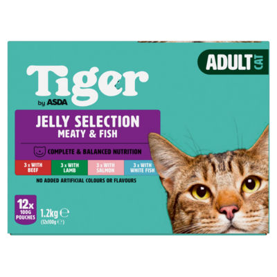 Tiger by ASDA Tiger Meaty & Fish Selection in Jelly 1+ Years 12 x 100g (1.2kg)