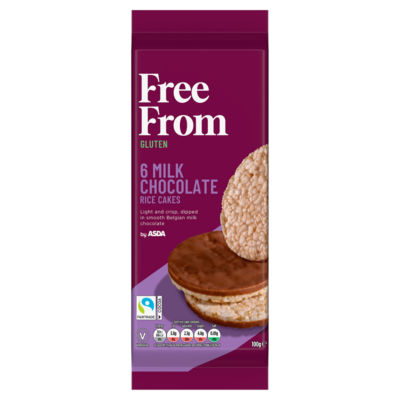 ASDA Free From Free From 6 Fairtrade Milk Chocolate Rice Cakes 100g