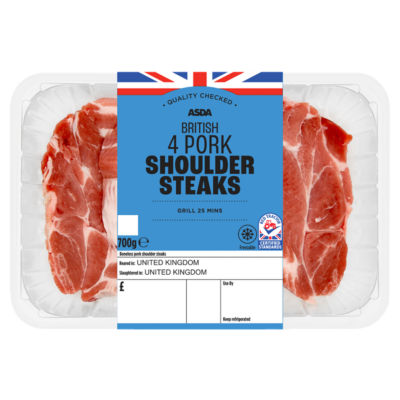ASDA 4 British Pork Shoulder Steaks 700g