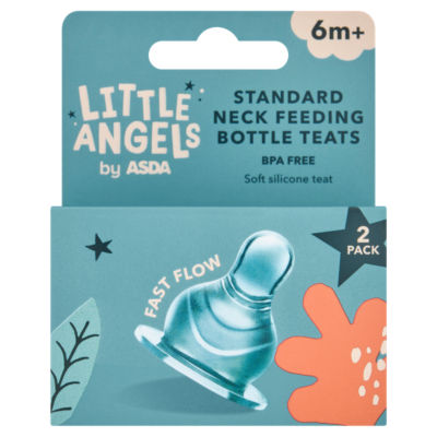 LITTLE ANGELS by ASDA Little Angels Standard Neck Feeding Bottle Teats 6m+