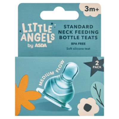 LITTLE ANGELS by ASDA Little Angels 2 Standard Neck Feeding Bottle Teats 3m+