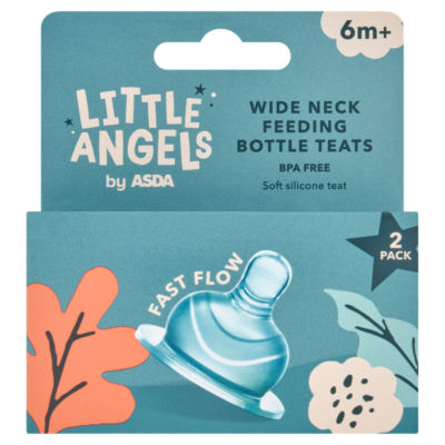 LITTLE ANGELS by ASDA Little Angels Wide Neck Feeding Bottle Teats 6m+