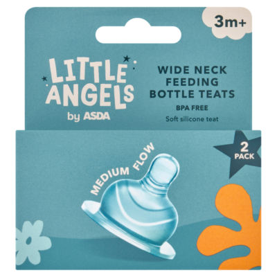 LITTLE ANGELS by ASDA Little Angels 2 Wide Neck Feeding Bottle Teats 3m+
