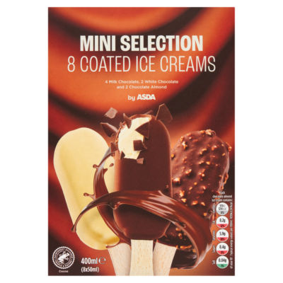 ASDA 8 Coated Ice Cream Mini Selection 400ml (8 x 50ml)