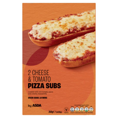 ASDA Pizza Subs Cheese & Tomato 2 x 130g (260g)