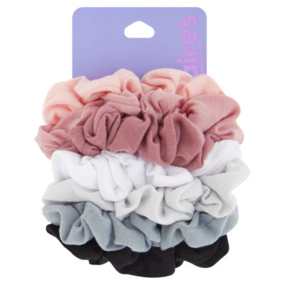 Claires 7 Scrunchies In Pink, White, Black & Grey