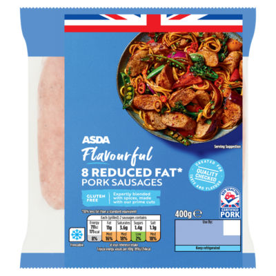 ASDA 8 Flavourful Reduced Fat Pork Sausages 400g ASDA Groceries