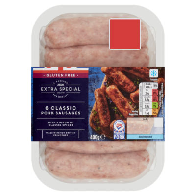 ASDA Extra Special Extra Special 6 Classic Pork Sausages 400g
