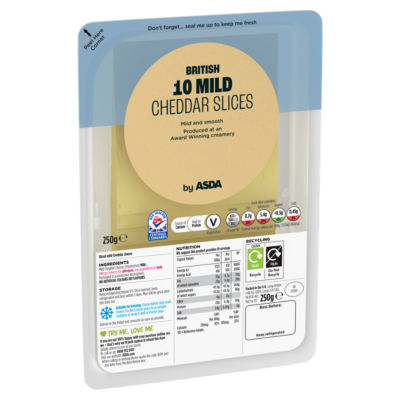 ASDA British 10 Mild Cheddar Slices 250g